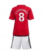 Manchester United Bruno Fernandes #8 Domácí dres pro děti 2023-24 Krátký Rukáv (+ trenýrky)